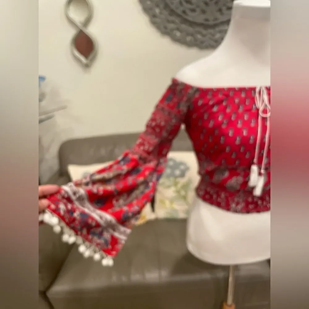 Band of Gypsies Smocked Bell Sleeve Crop Top - Picture 13 of 17